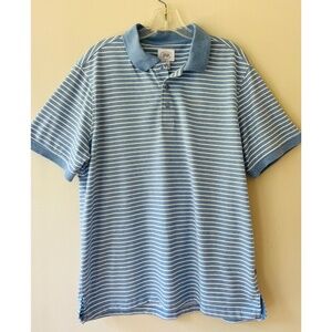 Berkley Jensen Sz L Polo Shirt Pima Cotton Blue Striped Golf Sport Casual Top